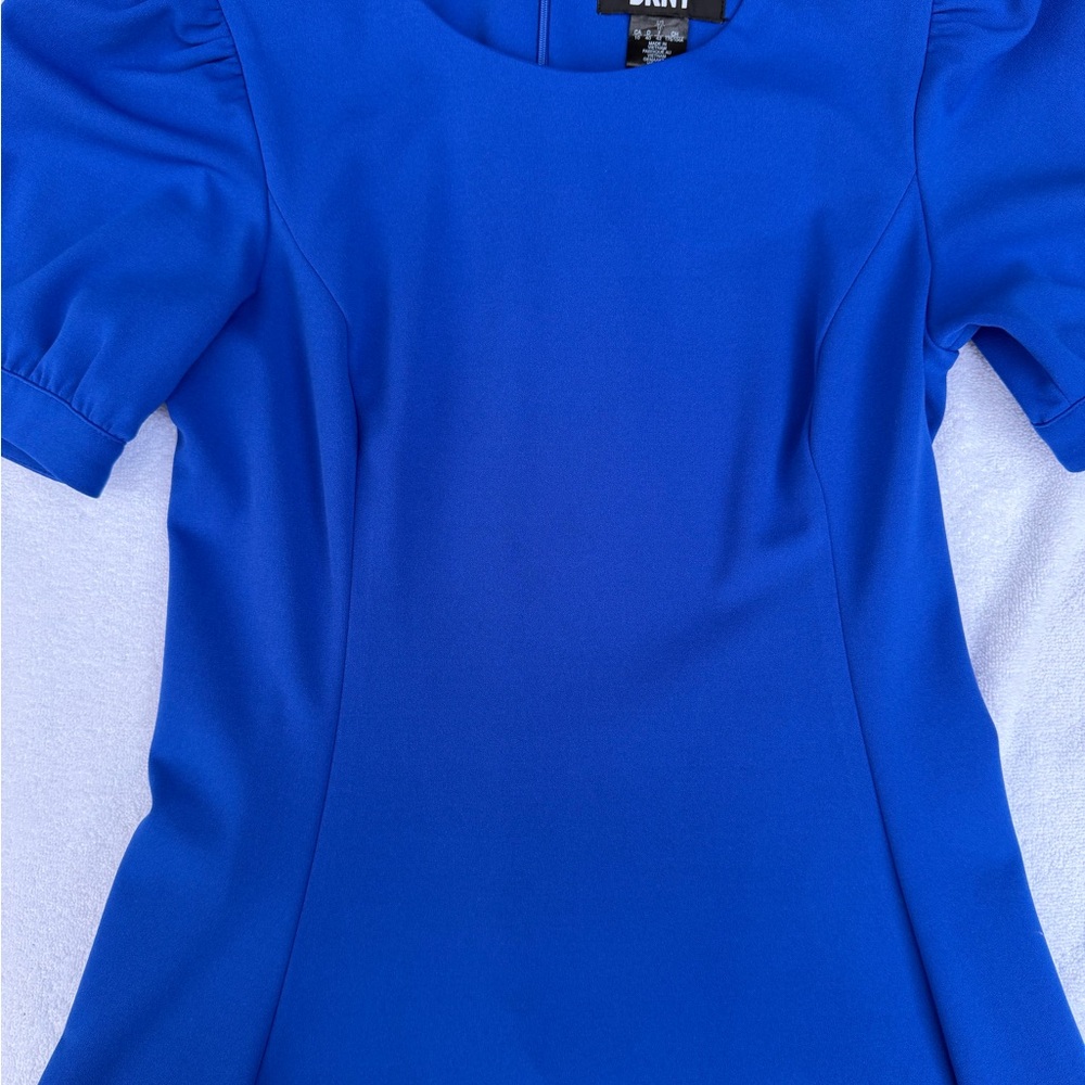 Dkny Cobalt Blue Puff Sleeve Tunic Dress